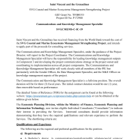Saint Vincent and the Grenadines: SVG Coastal and Marine Ecosystems Management Strengthening Project - Communications and Knowledge Management Specialist 